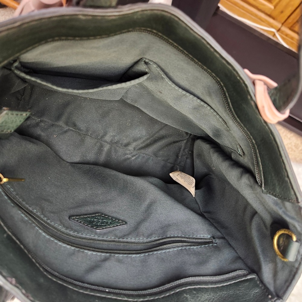 Fossil Camilla Convertible Backpack Tote Dark Green Pebbled Leather Boho Key - Picture 5 of 14